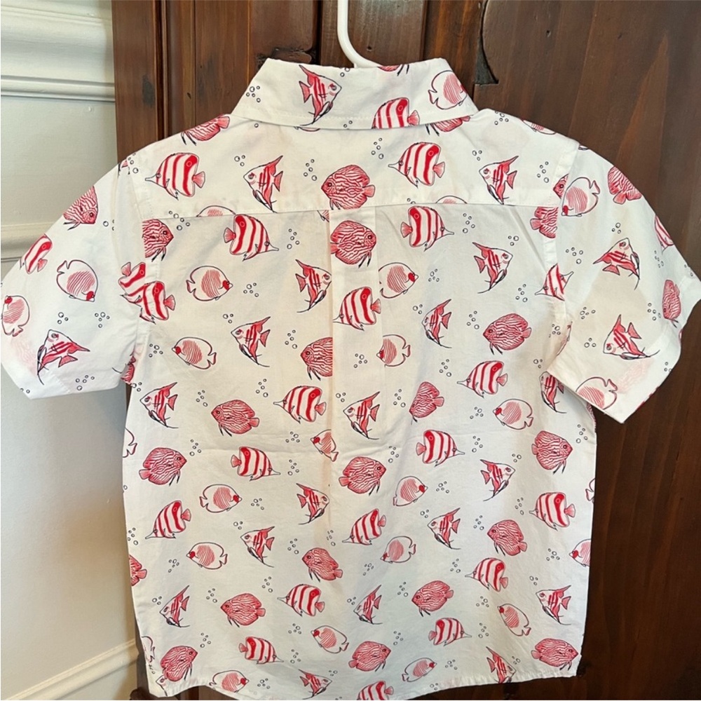 Janie and Jack Red Fish Print Button Down Shirt - Picture 4 of 4